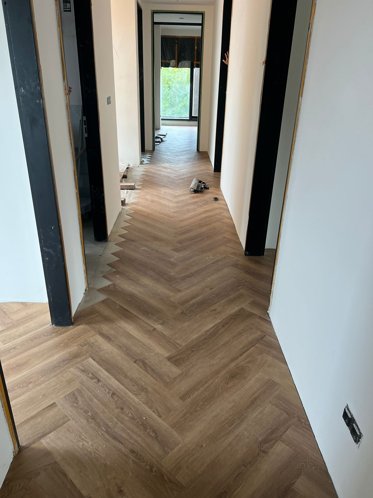 Premium wood-look PVC flooring installation